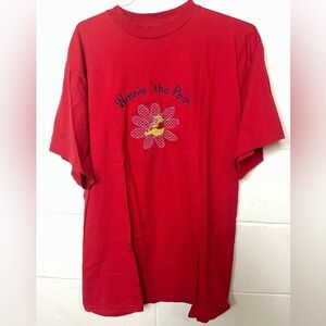 Vintage Disney Winnie the Pooh Embroidered Graphic Shirt Red XL